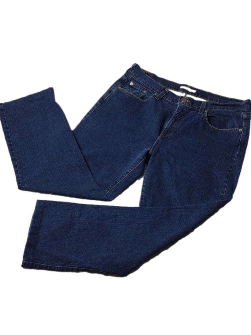 505 Levi's Blue Dark Wash High Rise Five Pocket Zip Up Straight Leg Denim Jean